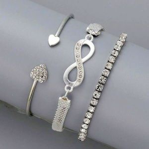 3pcs Rhinestone Heart & Infinity Bracelet